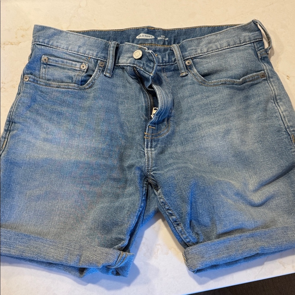 Old Navy Light Blue Jean Slim Shorts for Men